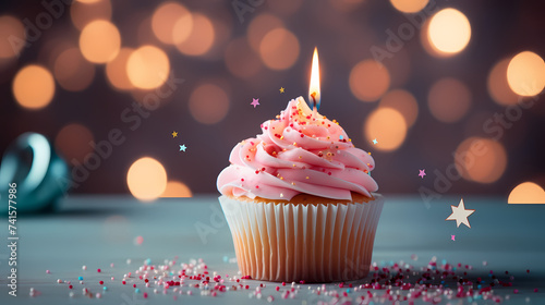 Delicious festive cupcakes with sparkler candles on table  light background