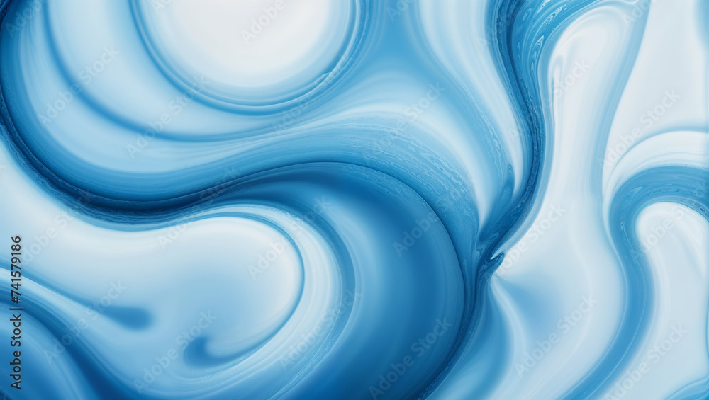 Minimal fluid water motion curves and turbulent flowing waves backdrop in light blue. - obrazy, fototapety, plakaty 