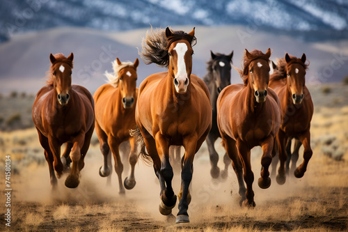 Wild Horse Stallions in the Utah Desert - Motion Blur effect
