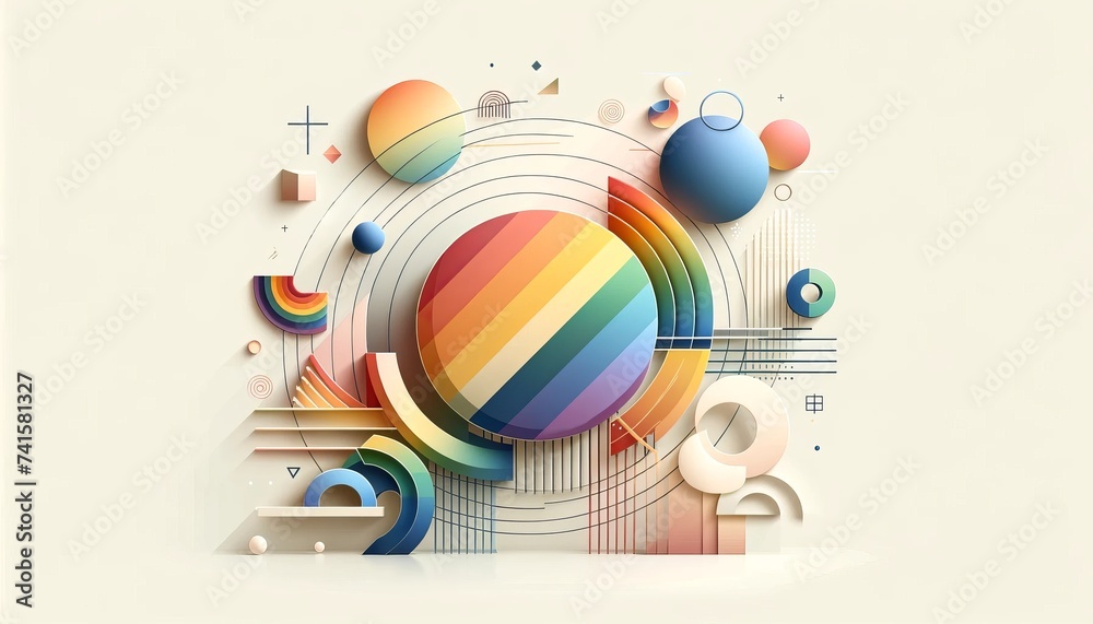 Obraz premium Cosmic Dreamscape: Whimsical Waves Dancing with Celestial Orbs