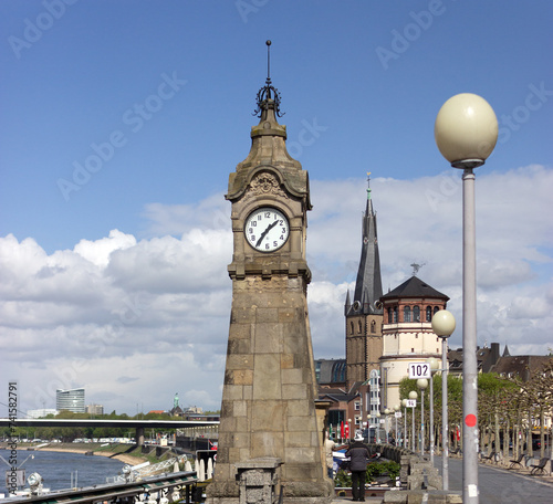 Düsseldorf, Pegeluhr an der Rheinuferpromenade photo