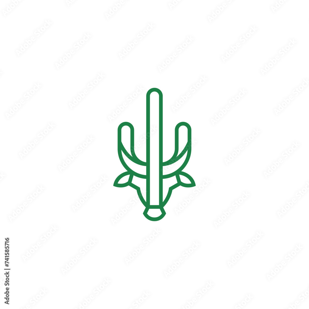 Cactus and bull head logo design combination. Cactus and bull head logo design combination.