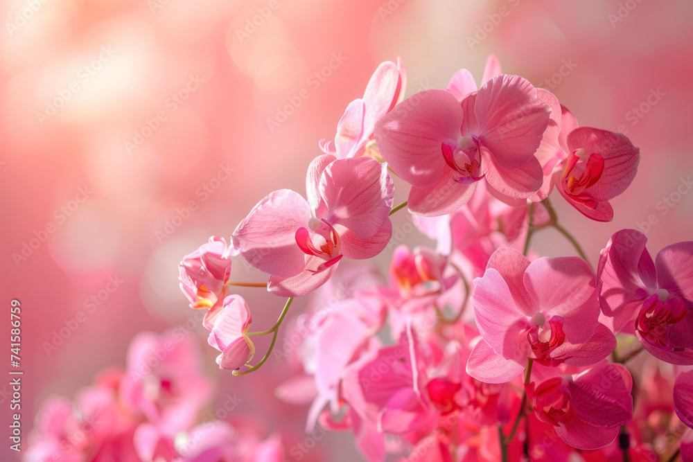 Beautiful spring flowers at pink background.frame composition.