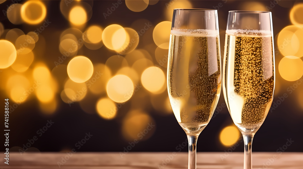 Toasting with champagne glasses against sparkling fireworks background Toasting with champagne glasses against sparkling fireworks background