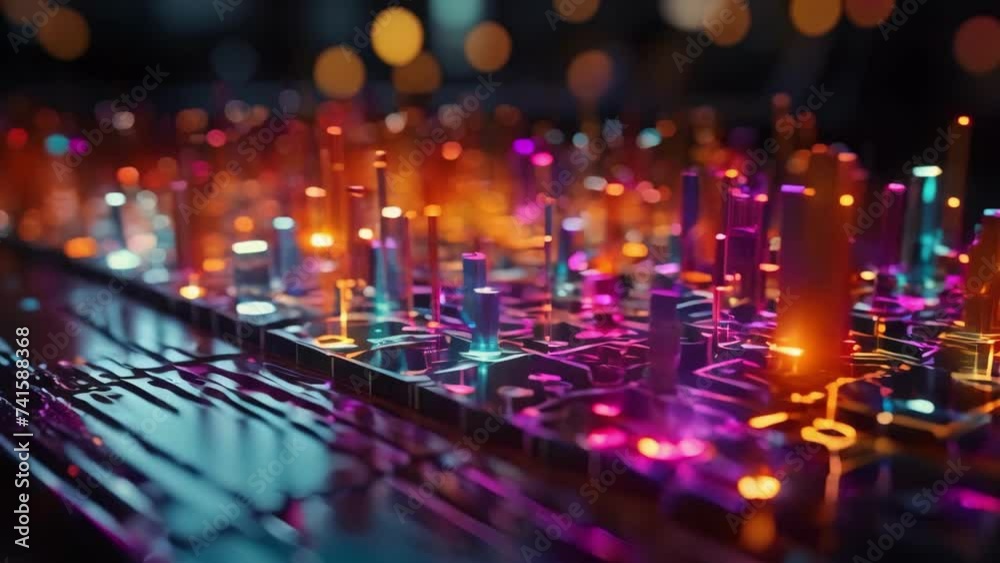 Close Up of Circuit Board With Colorful Lights Close Up of Circuit Board With Colorful Lights