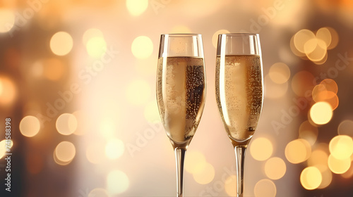 Toasting with champagne glasses against sparkling fireworks background