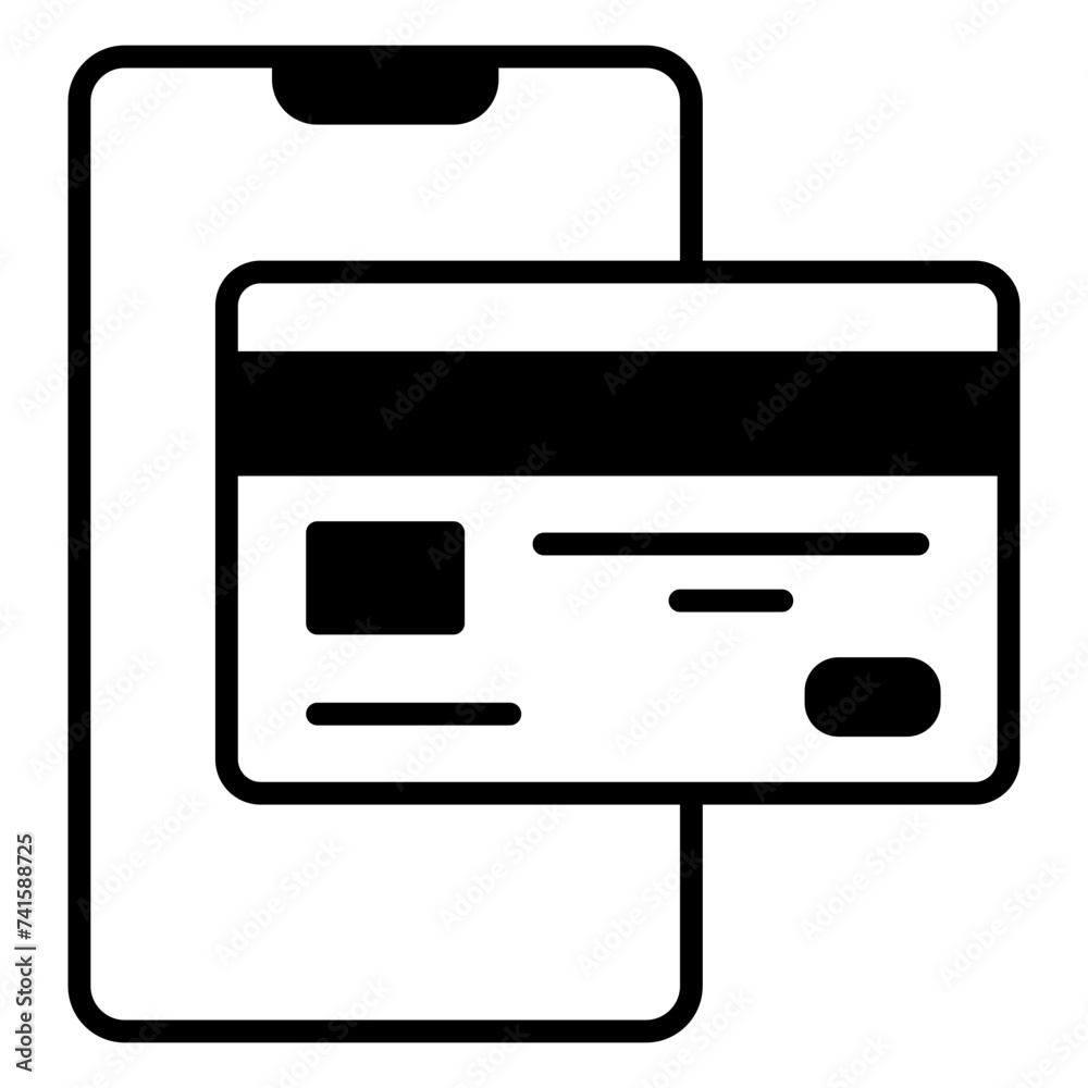 Digital payment icon with mobile banking and credit card Digital payment icon with mobile banking and credit card