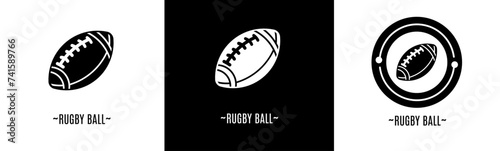 Rugby ball logo set. Collection of  logos. Stock vector.