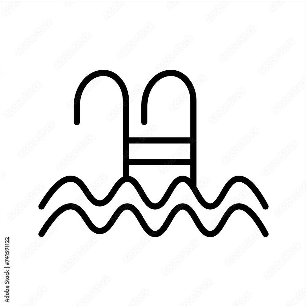 Pool flat icon. Single high quality outline symbol of water for web design or mobile app. Thin line signs of swimming for design logo, visit card, etc. Pool flat icon. Single high quality outline symbol of water for web design or mobile app. Thin line signs of swimming for design logo, visit card, etc.