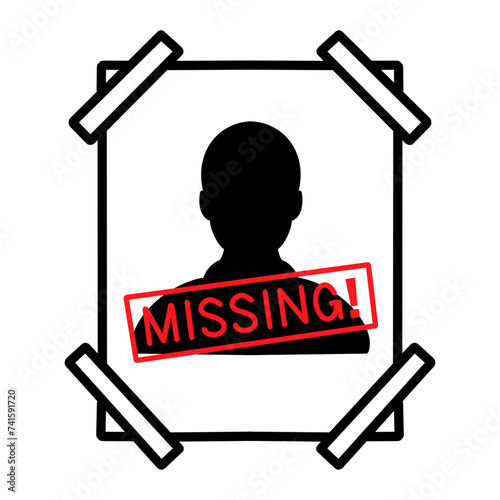 silhouette missing person with stamp. Icon outline