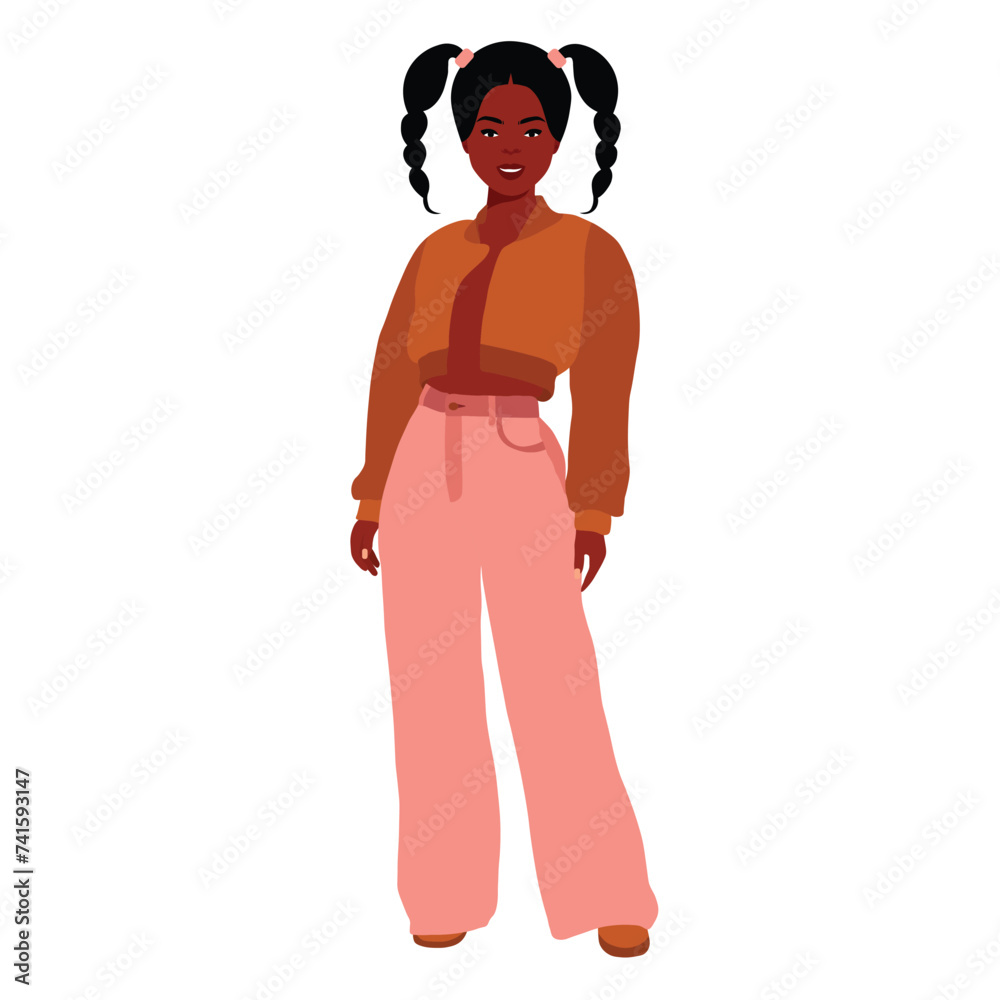 Young stylish black woman in elegant style vector Young stylish black woman in elegant style vector