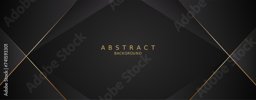 luxury premium black background and gold lines photo