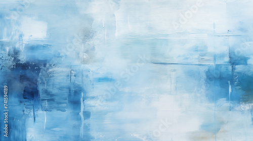 Closeup of abstract rough blue and white art painting texture