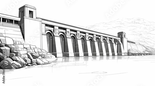 Abstract hydroelectric dam generating power. simple Vector art