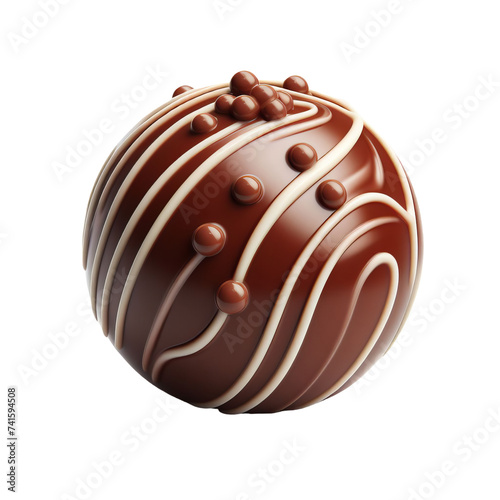 ball milk chocolate with caramel isolated on a transparent background. PNG