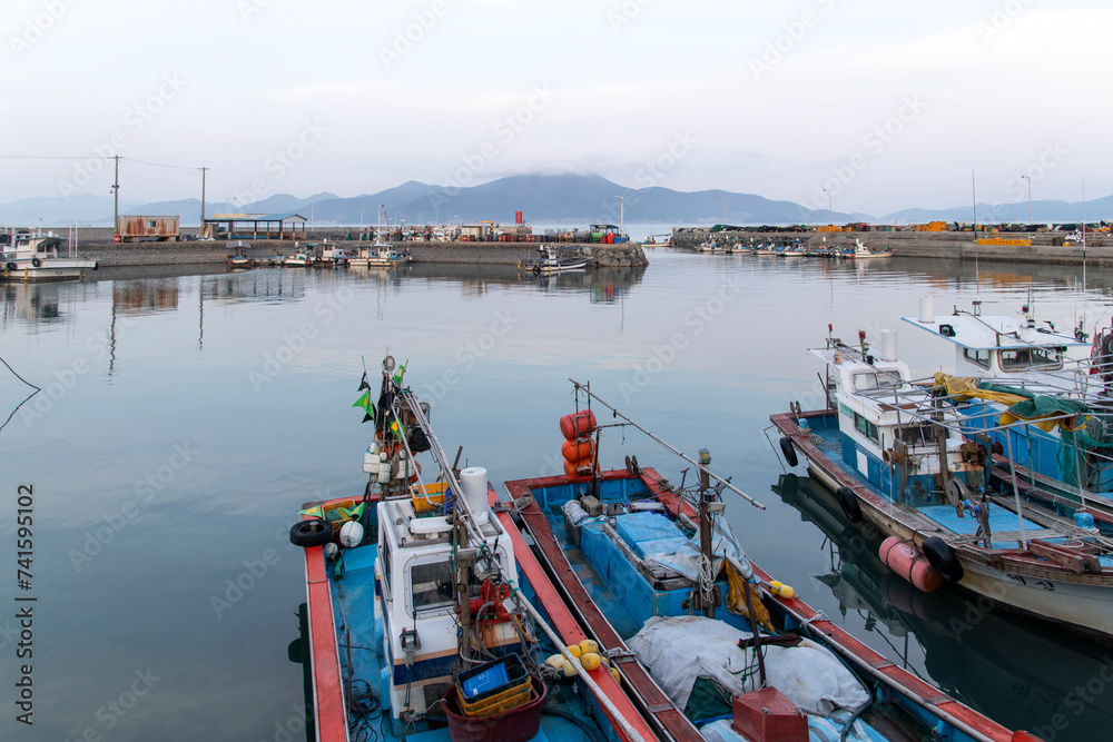View of the fishing boats at the harbor