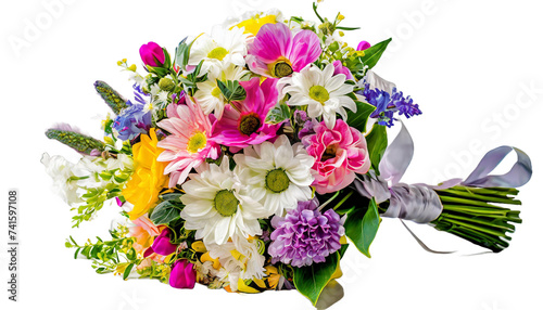 Kolorowy bukiet kwiatów na przeźroczystym tle photo
