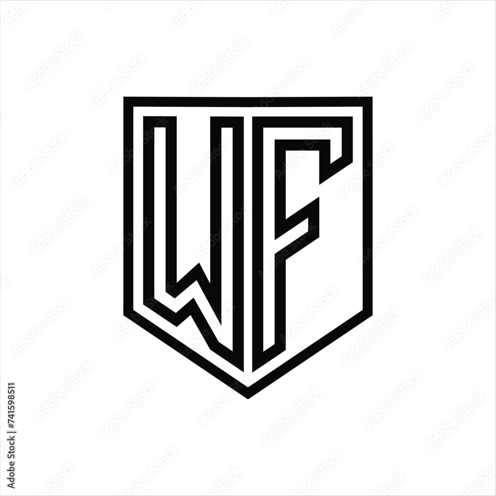 WF Letter Logo monogram shield geometric line inside shield isolated style design WF Letter Logo monogram shield geometric line inside shield isolated style design
