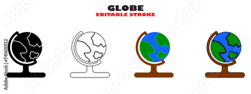 illustration of globe with editable stroke. World globe illustration.