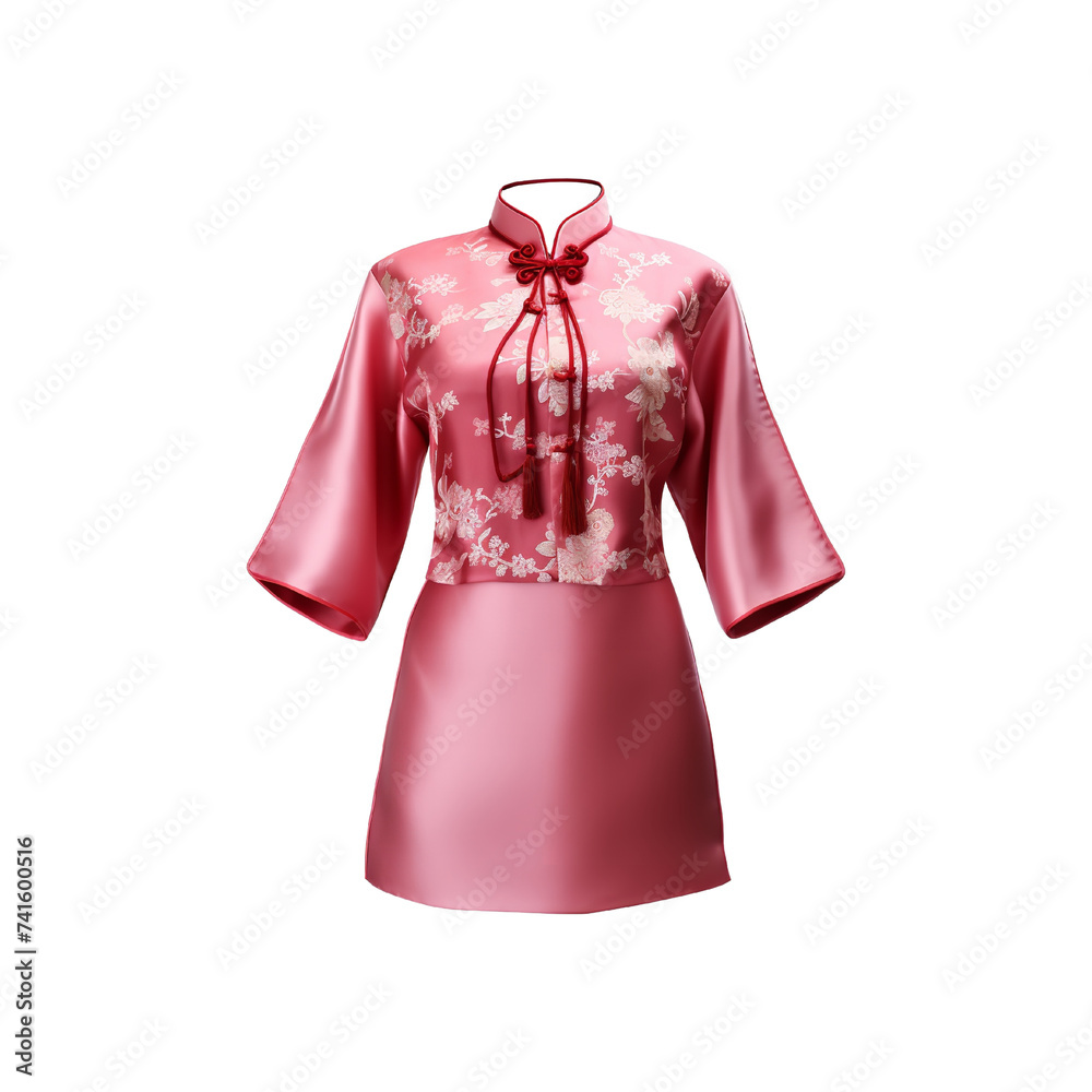 Beautiful Plum Blossom Brocade Tang Suit isolated on white background Beautiful Plum Blossom Brocade Tang Suit isolated on white background