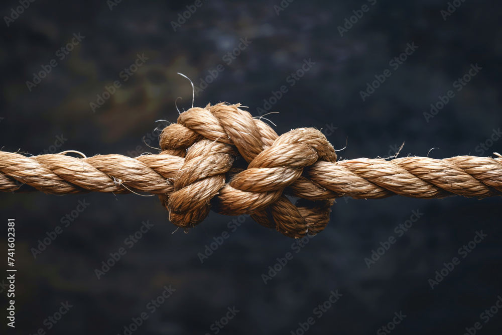 A knot in a rope close-up