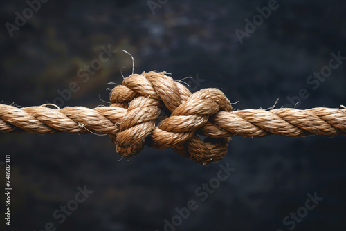 A knot in a rope close-up