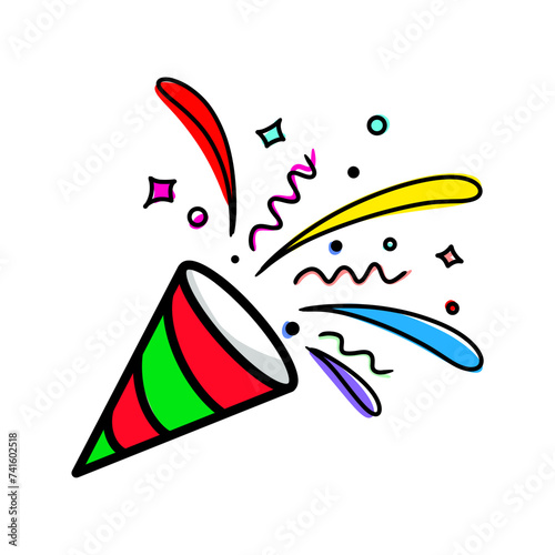 new year trumpet, colorful birthday, celebration, isolated