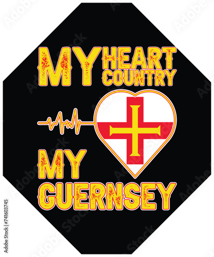 My Heart Country My Guernsey, Flag Vector Design, All National Flags of the World, Country Flag Design.