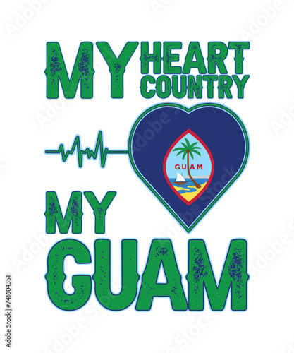 My Heart Country My GUAM, Flag Vector Design, All National Flags of the World, Country Flag Design.