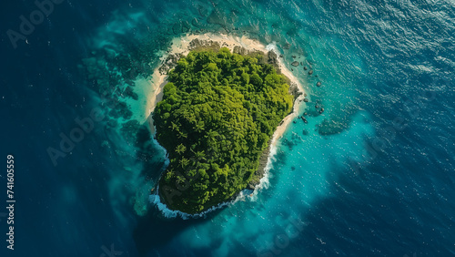 Island Solitude: Drone View of a Circular Caribbean Island photo