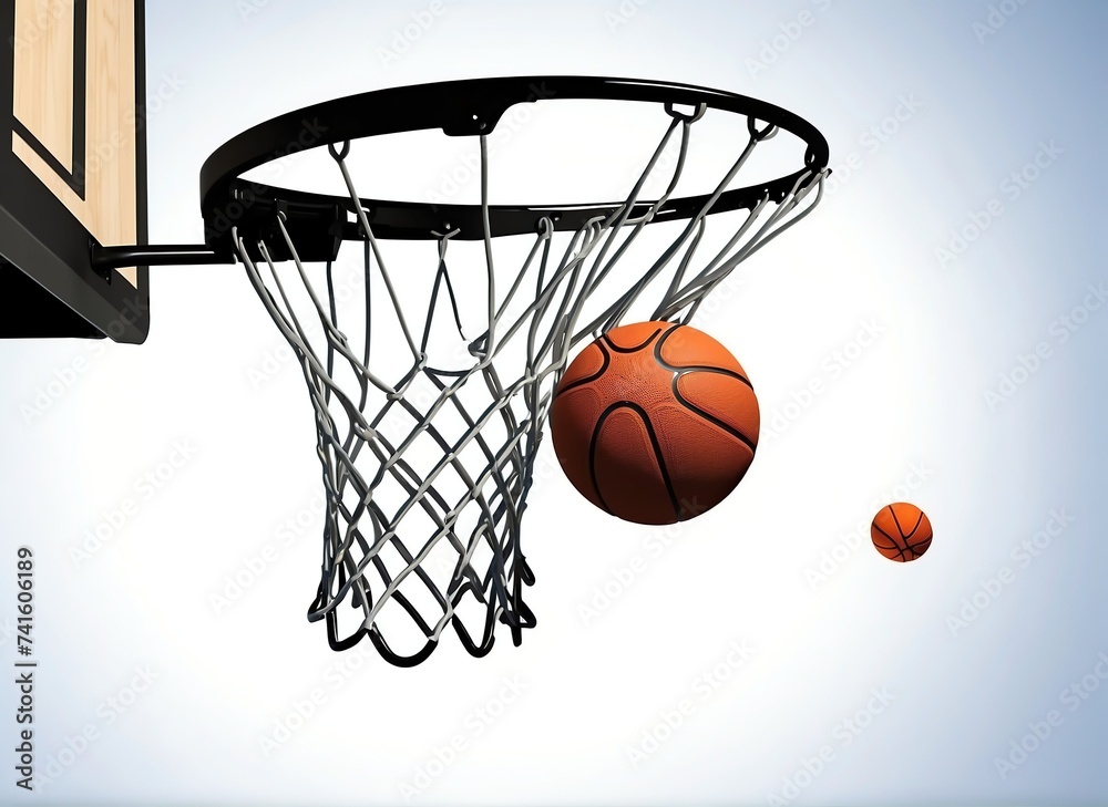 basketball ball into a basketball basket from Generative AI