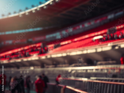 modern red stadium seats on background, arena