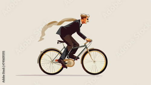 Fototapeta Naklejka Na Ścianę i Meble -  Man in a suit riding bicycle vector isolated isol