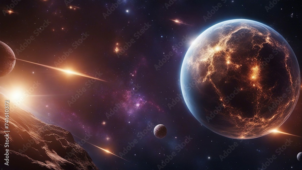 planet in space  Planets and galaxy, cosmos, physical cosmology, science fiction wallpaper. Beauty of deep space.  
