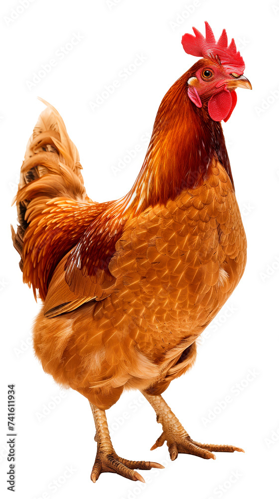 Brown Chicken With Red Comb Standing on Hind Legs
