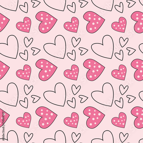 Hearts Of Love Seamless Vector Pattern Design