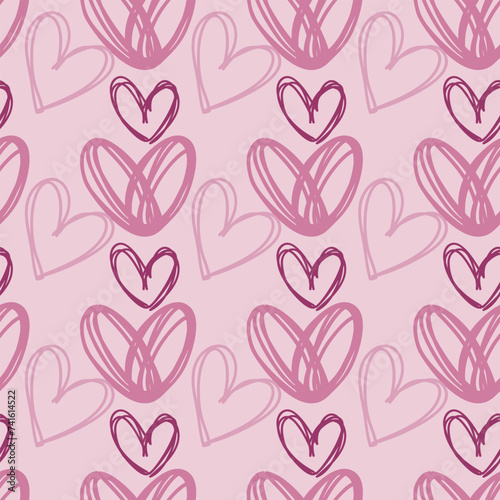 Sketchy Hearts Seamless Vector Pattern Design