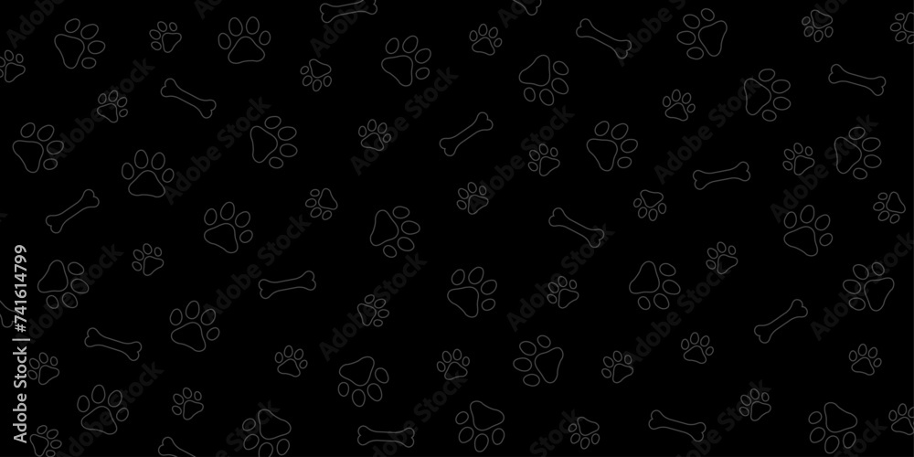 Background with paw print. Vector cat's or dog's paw print on black background. Background with paw print. Vector cat's or dog's paw print on black background.