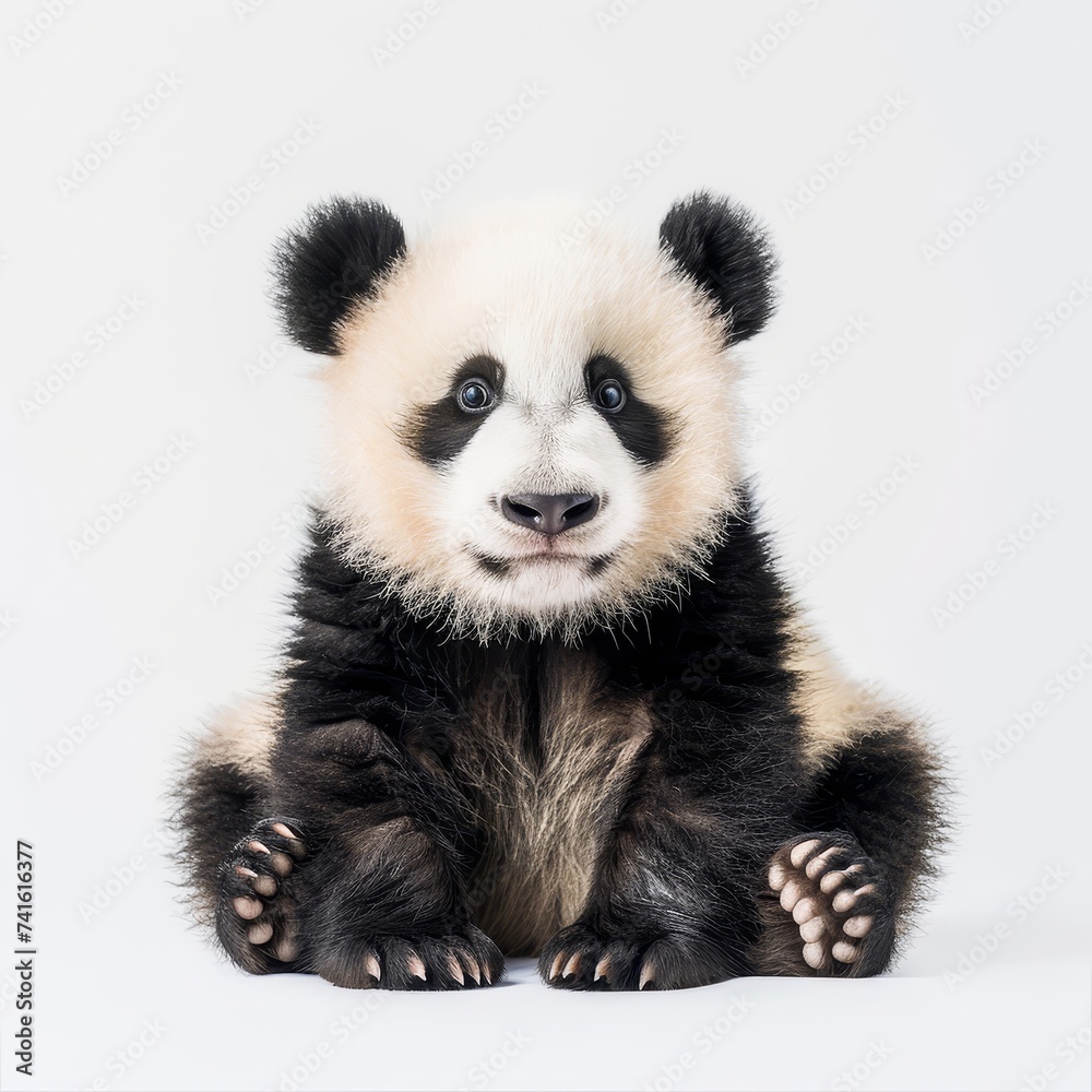 Black and White Panda Bear Sitting on White Surface Black and White Panda Bear Sitting on White Surface