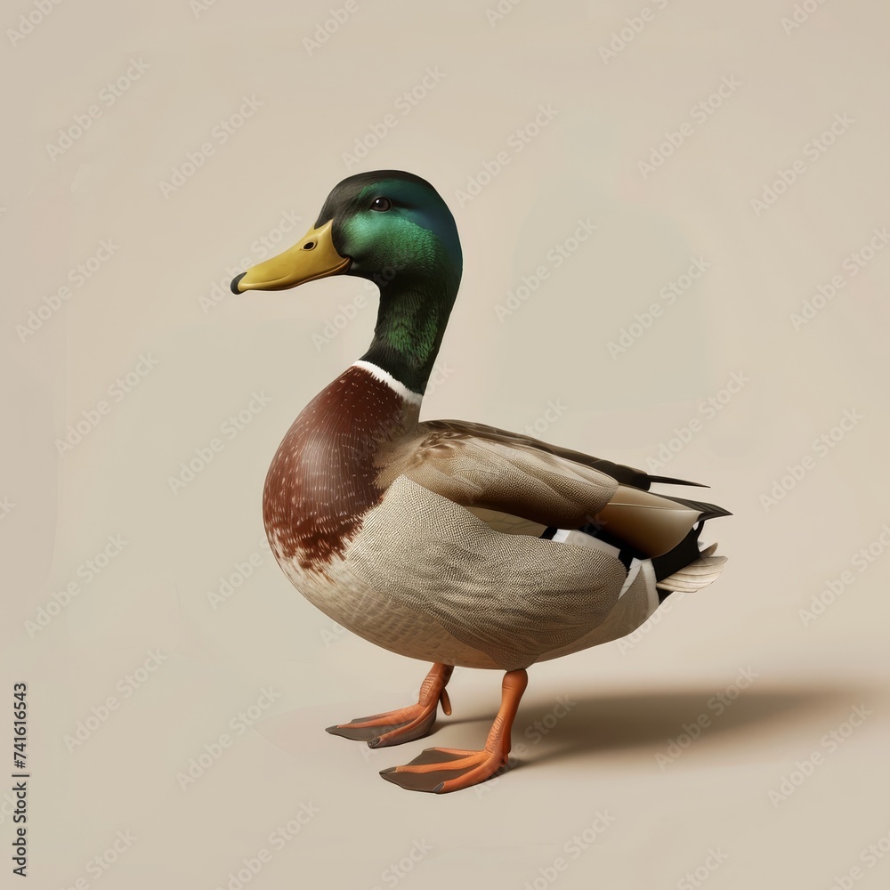 Obraz premium Duck Standing on White Surface