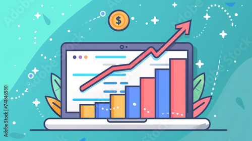 Growing charts and graphs, investment success, business growth concept