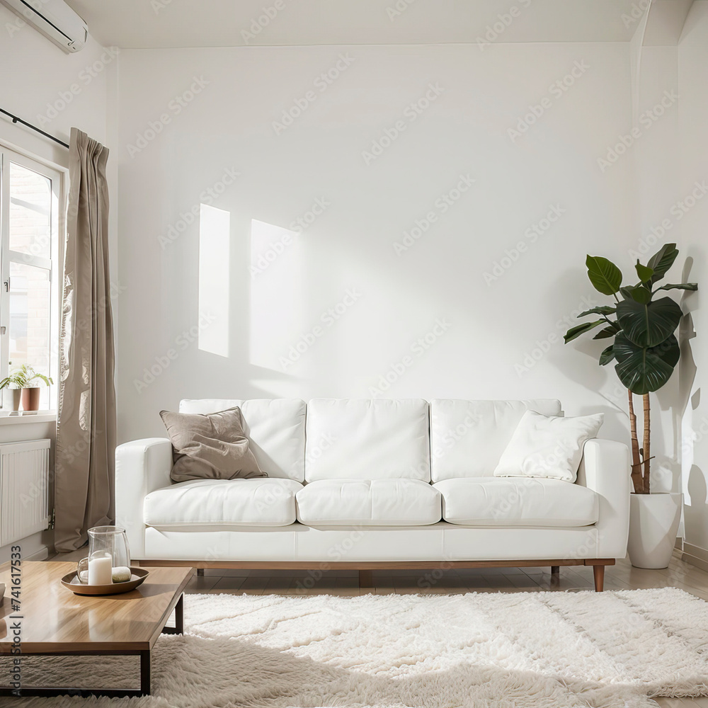 Obraz premium modern living room interior design with white sofa