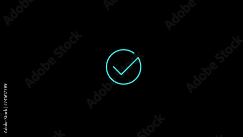 Animated check, approve mark icon. Animation, pictogram, motion graphics photo