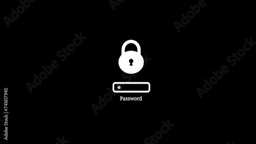 wrong and right password icon on white and green background. 4K Video motion graphic animation. photo