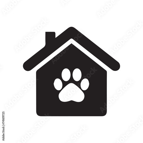 Set of animal paw print. Dog or cat footprint vector icon illustration Paw prints. Vector paw. Dog, puppy, cat, bear, wolf. Legs. Foot prints.