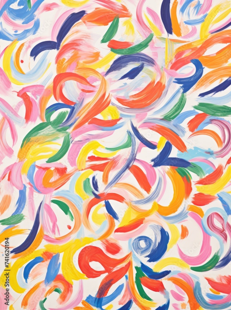 Fototapeta premium The painting showcases an array of vivid colors splashed across the canvas in an abstract pattern, creating a visually stimulating composition.