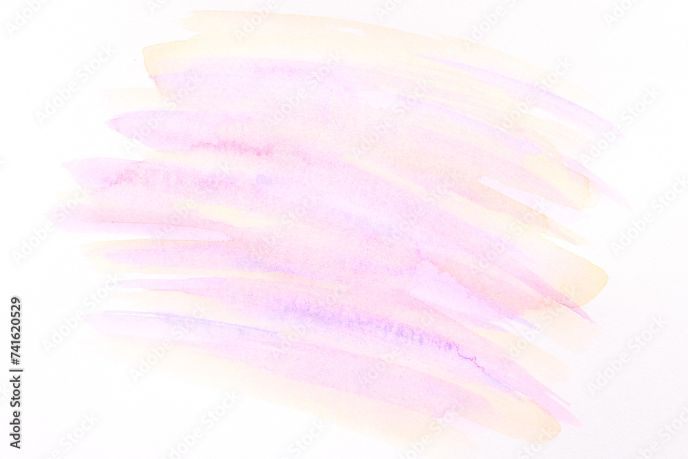 Abstract purple background. Watercolor blots, lines, dots and brush strokes on white paper, print pattern for postcard or clothing