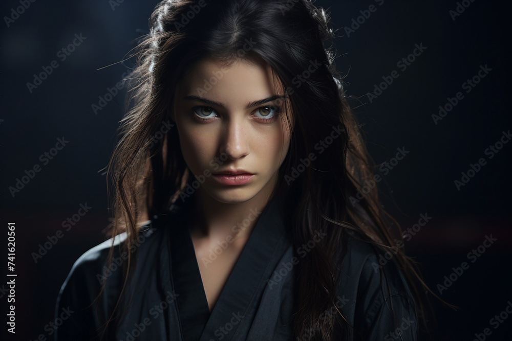 Close up photography of a female practicing martial arts judo or karate generative AI Close up photography of a female practicing martial arts judo or karate generative AI