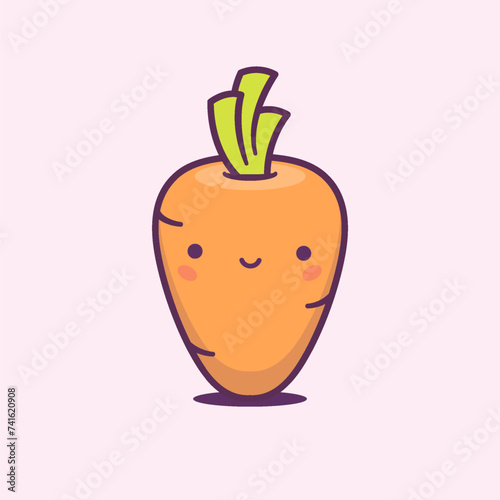 Cute kawaii carrot cartoon character vector illustration (ID: 741620908)
