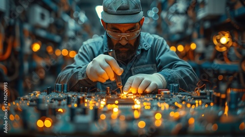 technician repair electronic circuit board photo